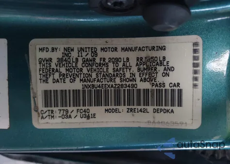 2010 Toyota Corolla Le from USA, damaged, VIN 1NXBU4EEXAZ283490